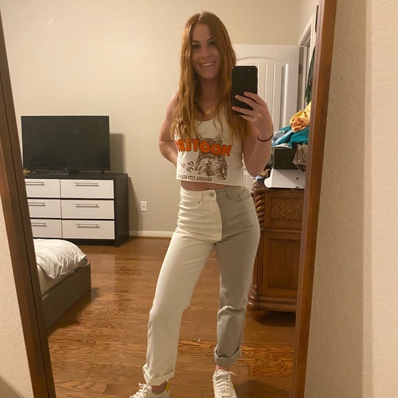 Missguided Two-Tone Gray and White Straight Leg Jeans - Picture 5 of 5